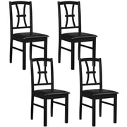 Set of 4 Wooden Dining Chairs with Faux Leather Padded Seat for Kitchen-Black-Dining Chairs-DECOROLALA