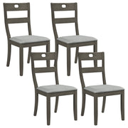 Set of 4 Wooden Dining Chairs with Padded Seats and Rubber Wood Frame-Gray-Dining Chairs-DECOROLALA