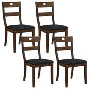 Set of 4 Wooden Dining Chairs with Padded Seats and Rubber Wood Frame-Walnut-Dining Chairs-DECOROLALA