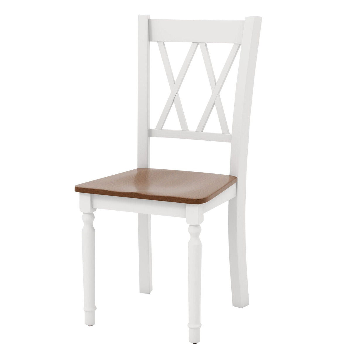 Set of 4 Wooden Farmhouse Kitchen Chairs with Rubber Wood Seat-Dining Chairs-DECOROLALA