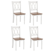 Set of 4 Wooden Farmhouse Kitchen Chairs with Rubber Wood Seat-Dining Chairs-DECOROLALA
