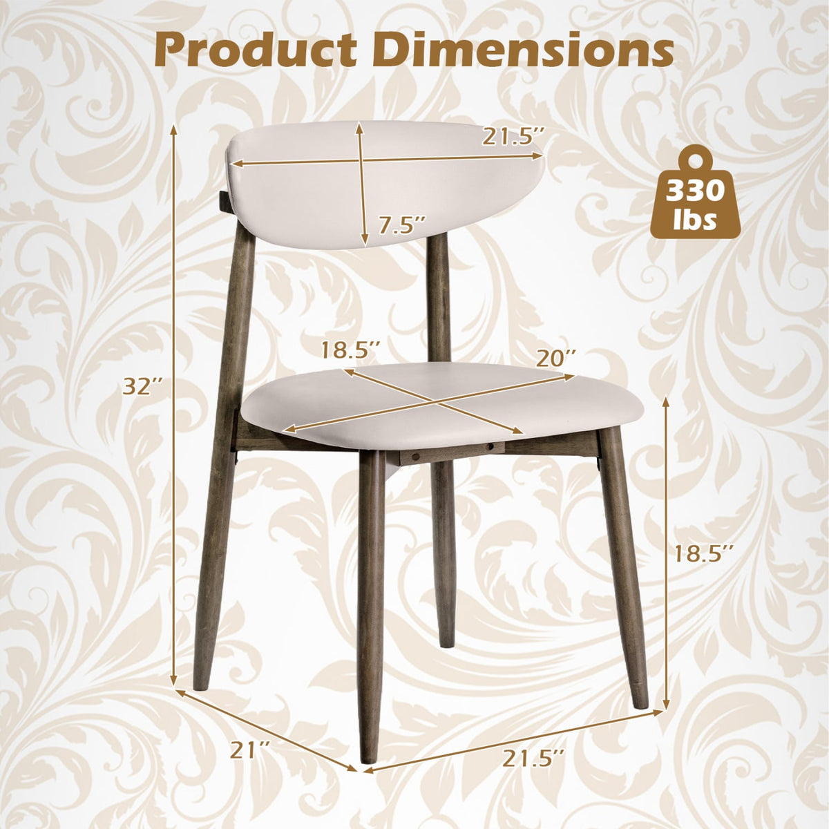 Set of 4 Wooden Modern Upholstered Dining Chairs with Curved Backrest-Beige-Dining Chairs-DECOROLALA