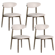 Set of 4 Wooden Modern Upholstered Dining Chairs with Curved Backrest-Beige-Dining Chairs-DECOROLALA