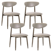Set of 4 Wooden Modern Upholstered Dining Chairs with Curved Backrest-Gray-Dining Chairs-DECOROLALA