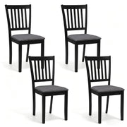 Set of 4 Wooden Upholstered Dining Chairs with Rubber Wood Frame-Black-Dining Chairs-DECOROLALA