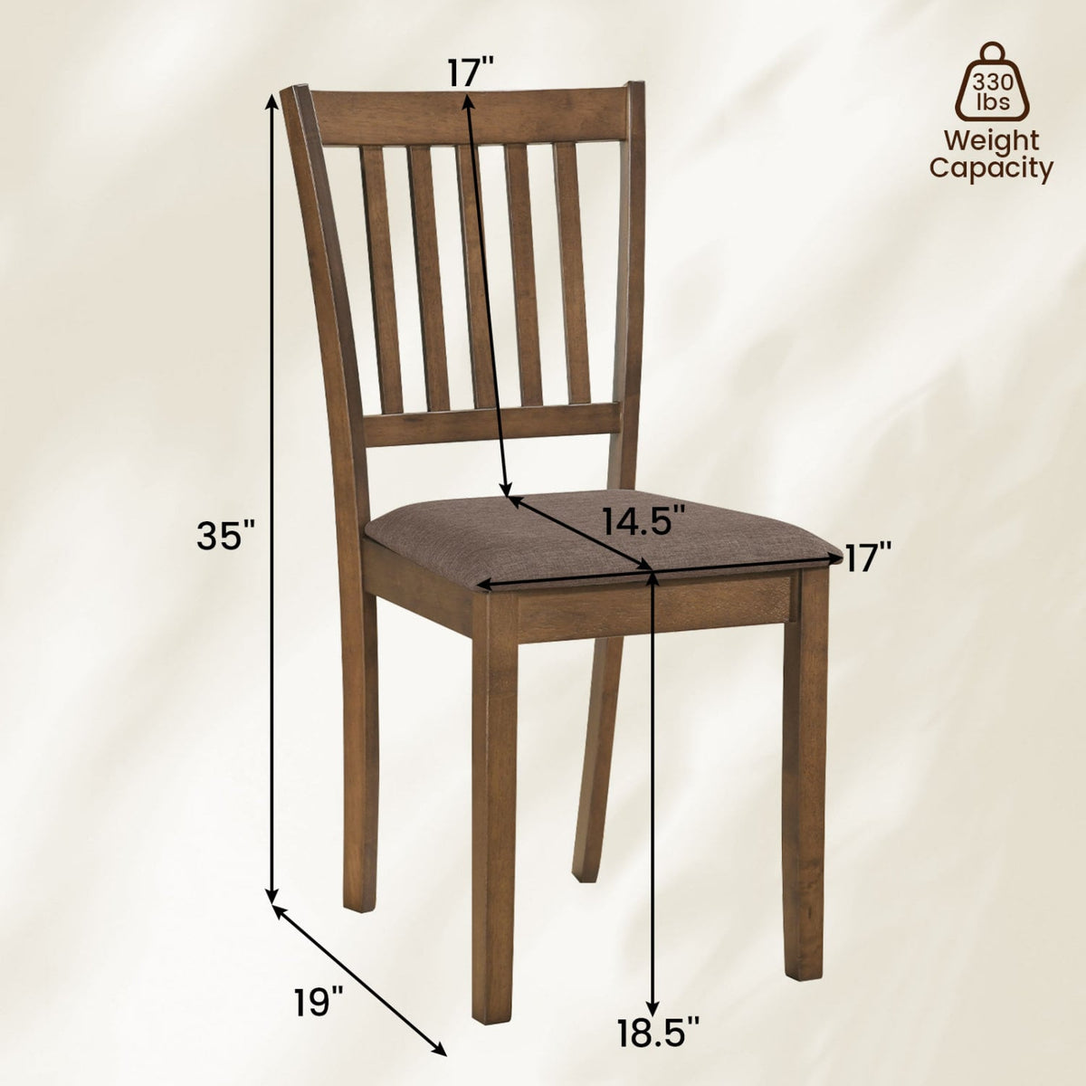Set of 4 Wooden Upholstered Dining Chairs with Rubber Wood Frame-Brown-Dining Chairs-DECOROLALA