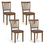 Set of 4 Wooden Upholstered Dining Chairs with Rubber Wood Frame-Brown-Dining Chairs-DECOROLALA