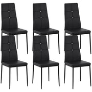 Set of 6 Button Tufted Dining Chairs - Black-DECOROLALA