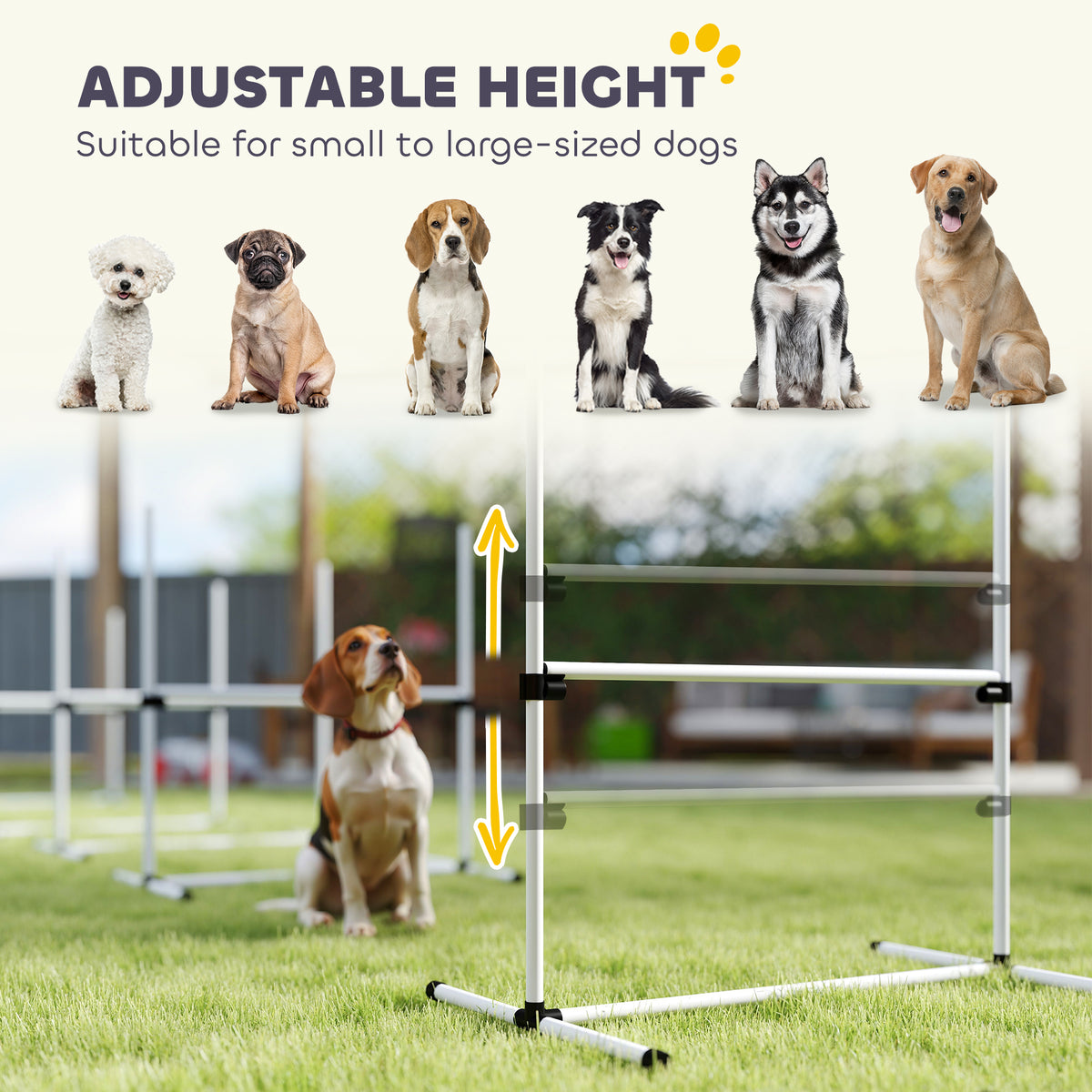 Set of 6 Dog Agility Training Jumps - Adjustable White Pet Kit-Dogs-DECOROLALA