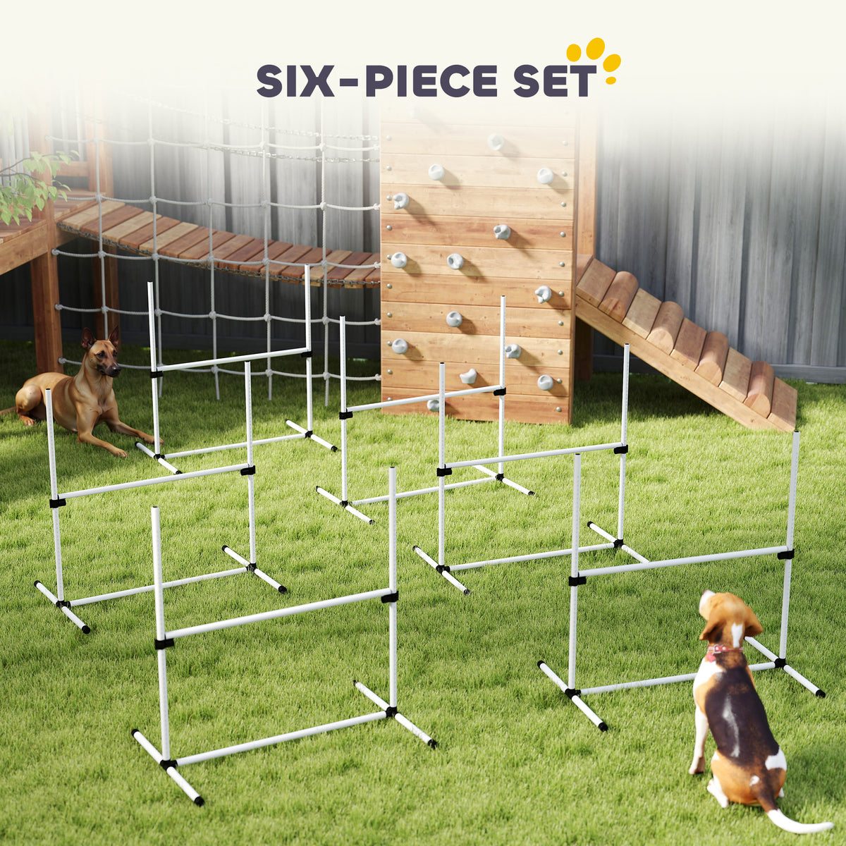 Set of 6 Dog Agility Training Jumps - Adjustable White Pet Kit-Dogs-DECOROLALA