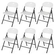 Set of 6 Foldable Plastic Chairs with Ergonomic Backrest-White-Dining Chairs-DECOROLALA