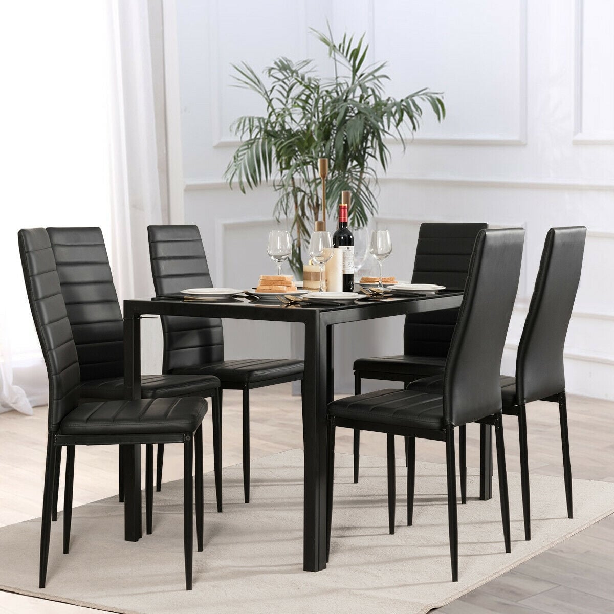 Set of 6 High Back Dining Chairs-Set of 6-Dining Chairs-DECOROLALA
