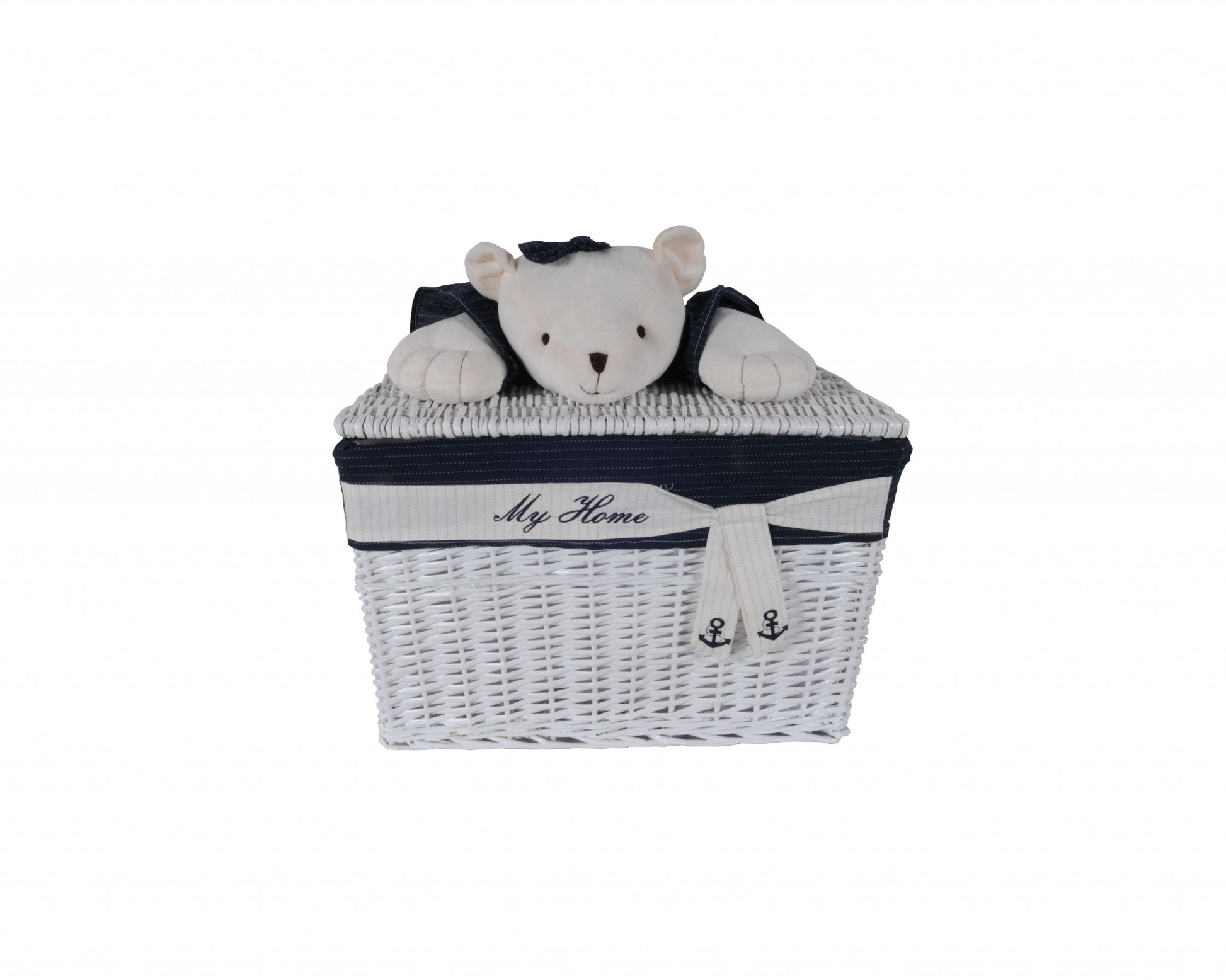 Set of Five Blue And White Rattan Basket-Organizers-DECOROLALA