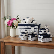 Set of Five Blue And White Rattan Basket-Organizers-DECOROLALA