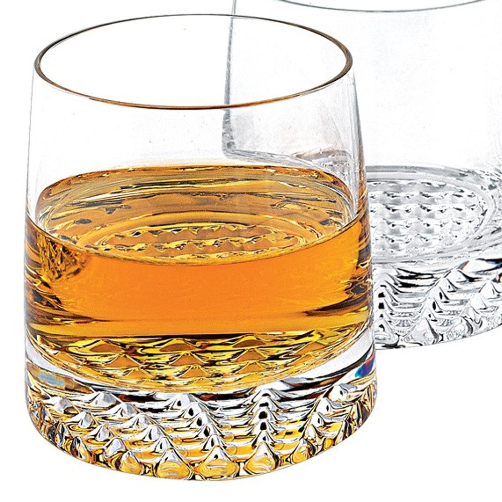 Set of Five Clear Mouth Blown Lead Free Crystal Whiskey Set-Barware and Drinkware-DECOROLALA