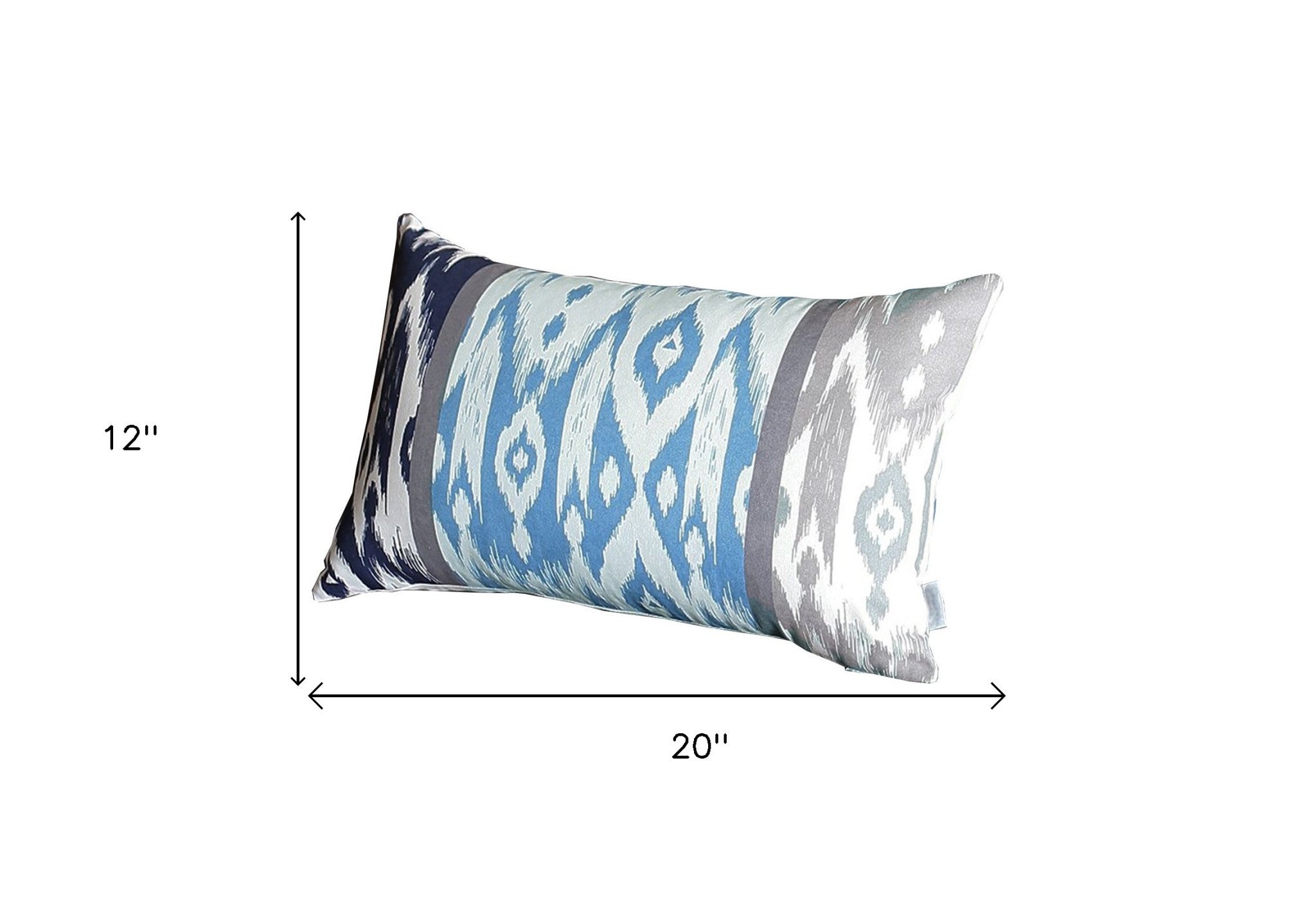Set of Four 12" X 20" Blue And Gray Fabric Lumbar Throw Pillow Covers-Accent Throw Pillows-DECOROLALA