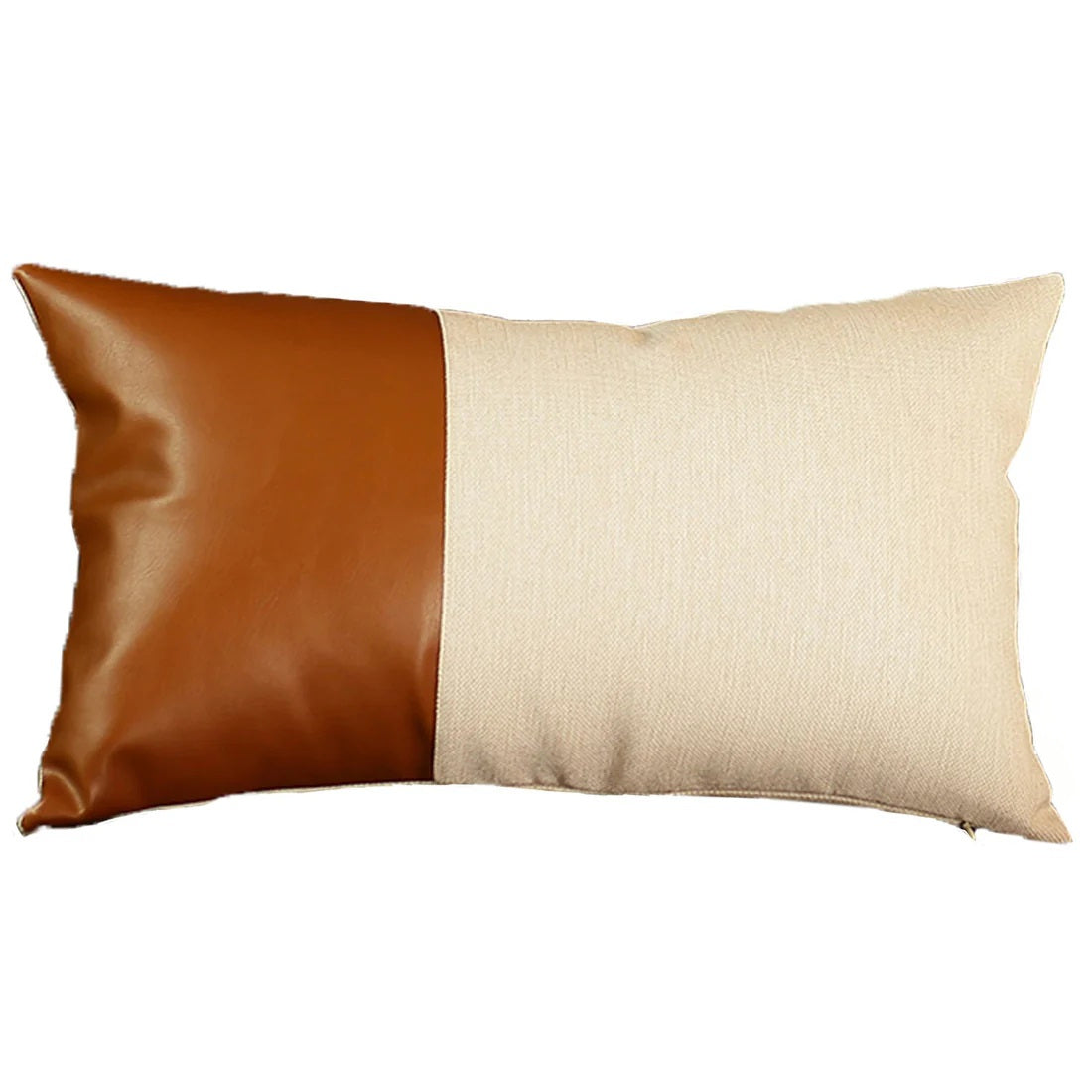 Set of Four 12" X 20" Brown and White Lumbar Throw Pillow-Accent Throw Pillows-DECOROLALA