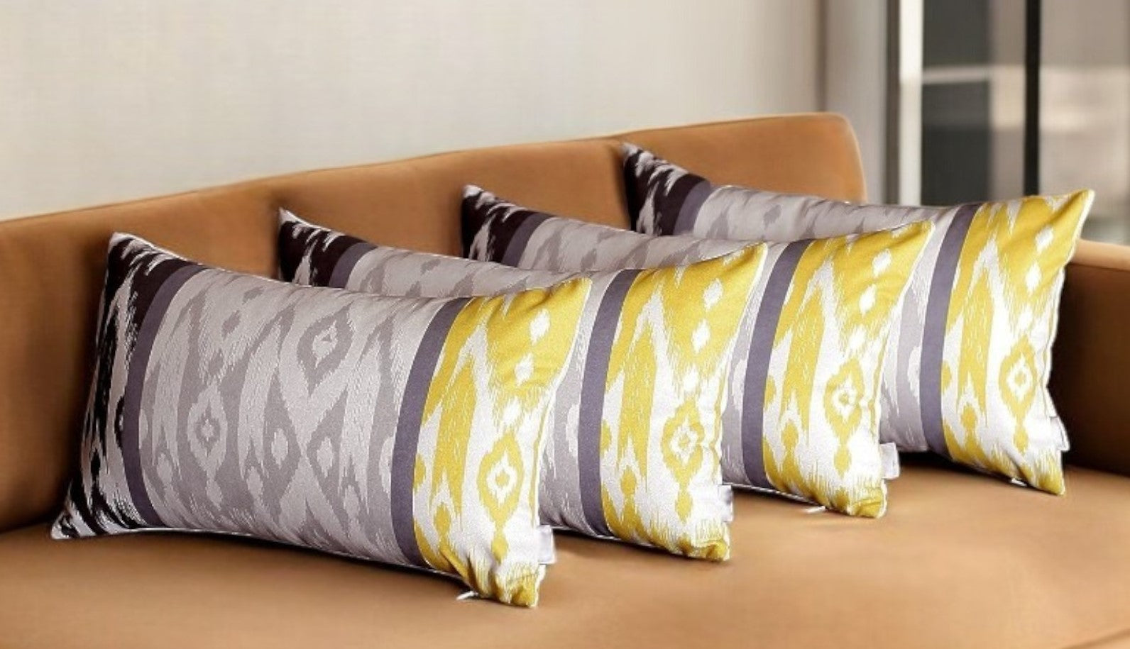 Set of Four 12" X 20" Gray Fabric Lumbar Throw Pillow Covers-Accent Throw Pillows-DECOROLALA