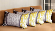 Set of Four 12" X 20" Gray Fabric Lumbar Throw Pillow Covers-Accent Throw Pillows-DECOROLALA