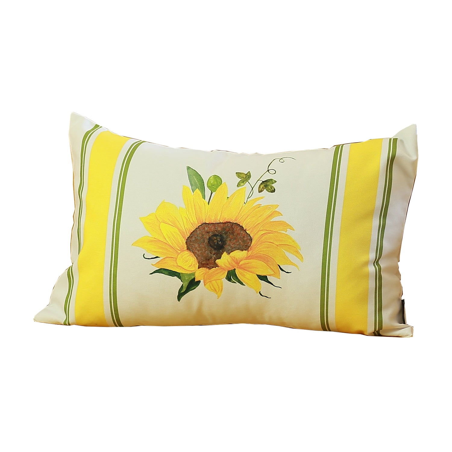 Set of Four 12" X 20" White And Yellow Pumpkin and Sunflowers Floral Fabric Lumbar Throw Pillow Covers-Accent Throw Pillows-DECOROLALA