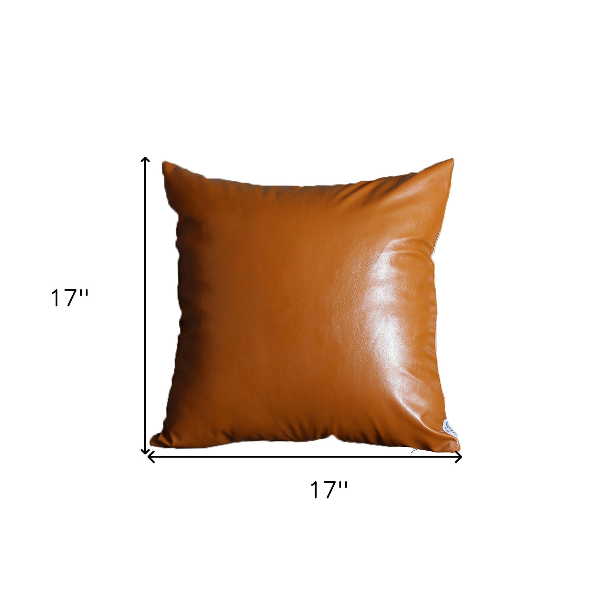 Set of Four 17" Brown Faux Leather Throw Pillows-Accent Throw Pillows-DECOROLALA