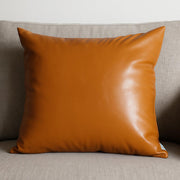 Set of Four 17" Brown Faux Leather Throw Pillows-Accent Throw Pillows-DECOROLALA