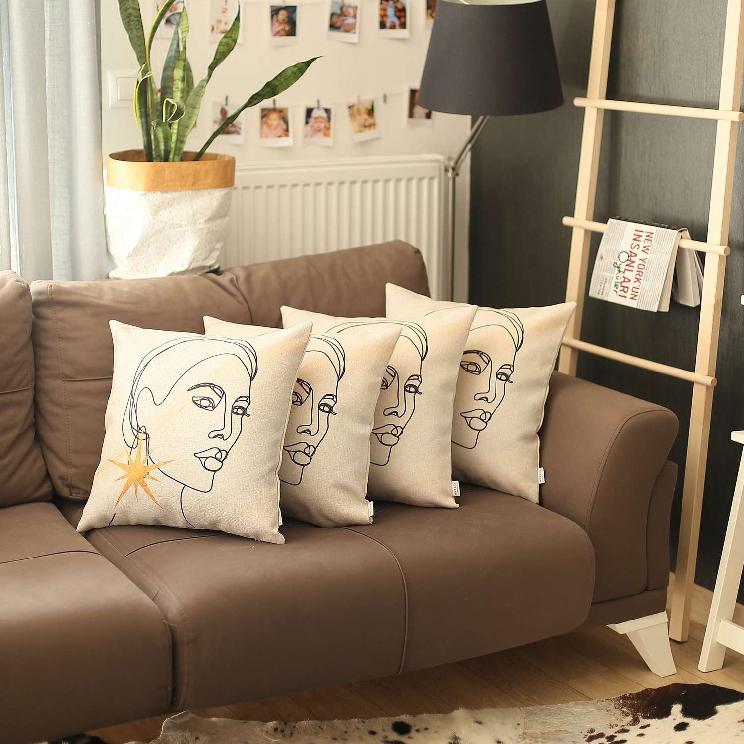 Set of Four 18" Beige Throw Pillow Cover-Accent Throw Pillows-DECOROLALA