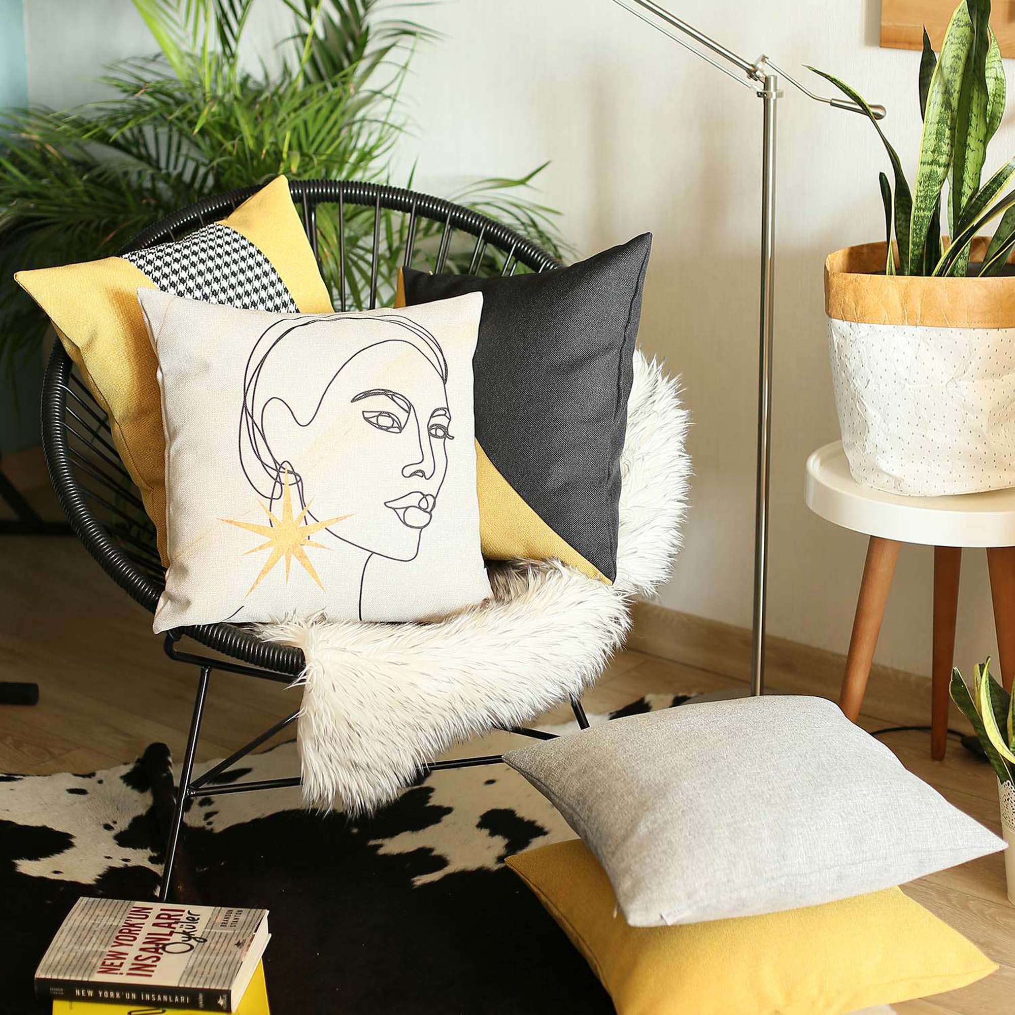 Set of Four 18" Beige Throw Pillow Cover-Accent Throw Pillows-DECOROLALA