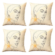 Set of Four 18" Beige Throw Pillow Cover-Accent Throw Pillows-DECOROLALA