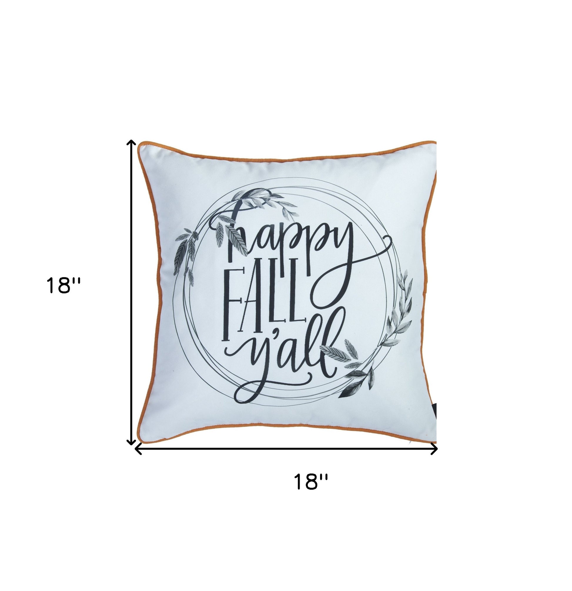 Set of Four 18" Black And White Happy Fall You All Text Fabric Throw Pillow Covers-Accent Throw Pillows-DECOROLALA