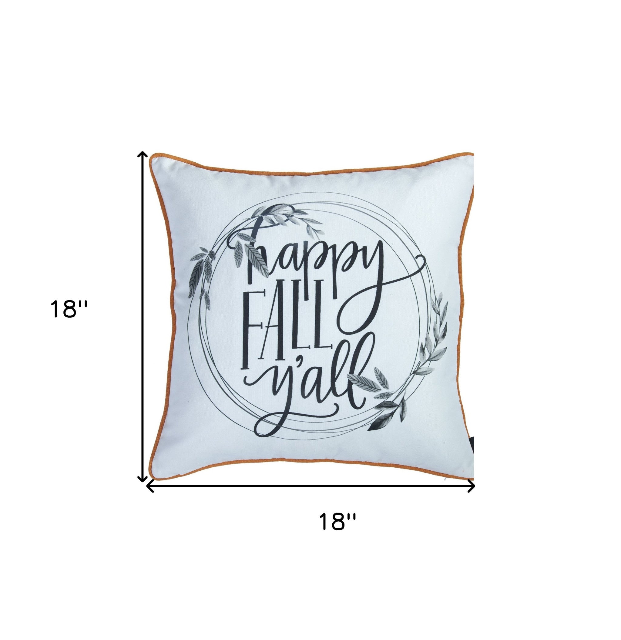 Set of Four 18" Black And White Happy Fall You All Text Fabric Throw Pillow Covers-Accent Throw Pillows-DECOROLALA