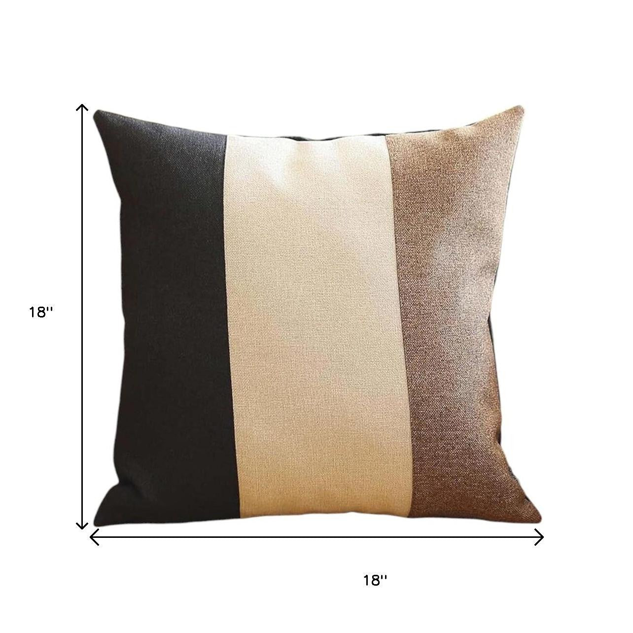 Set of Four 18" Black Ivory And Brown Fabric Throw Pillow Covers-Accent Throw Pillows-DECOROLALA