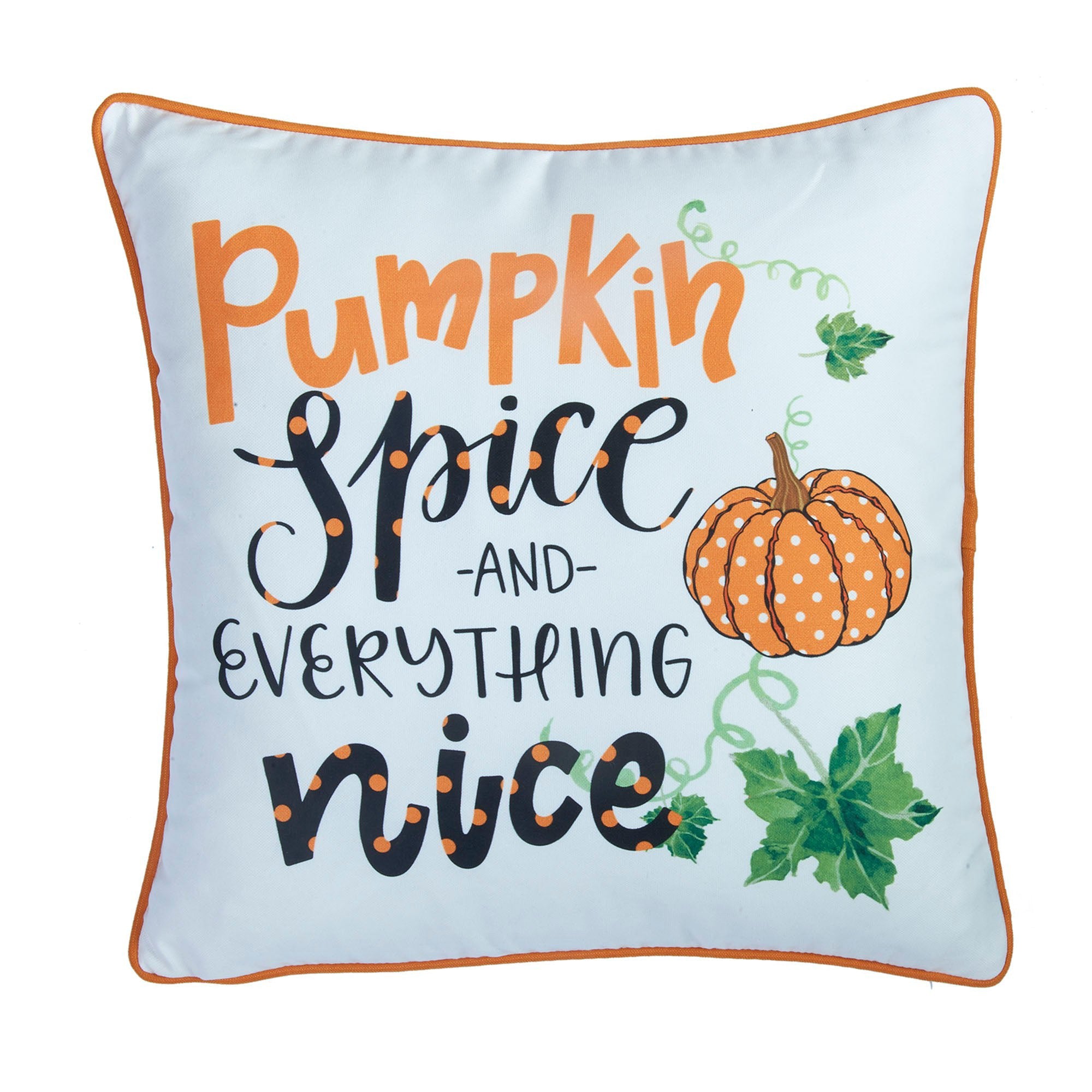 Set of Four 18" Black Orange And White Halloween Pumpkin Text Fabric Throw Pillow Covers-Accent Throw Pillows-DECOROLALA
