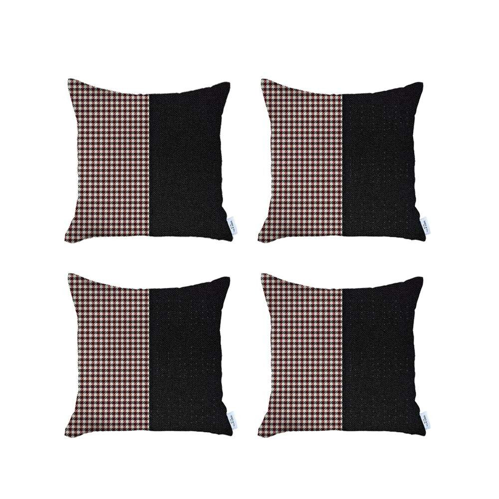 Set of Four 18" Black Throw Pillow Cover-Accent Throw Pillows-DECOROLALA