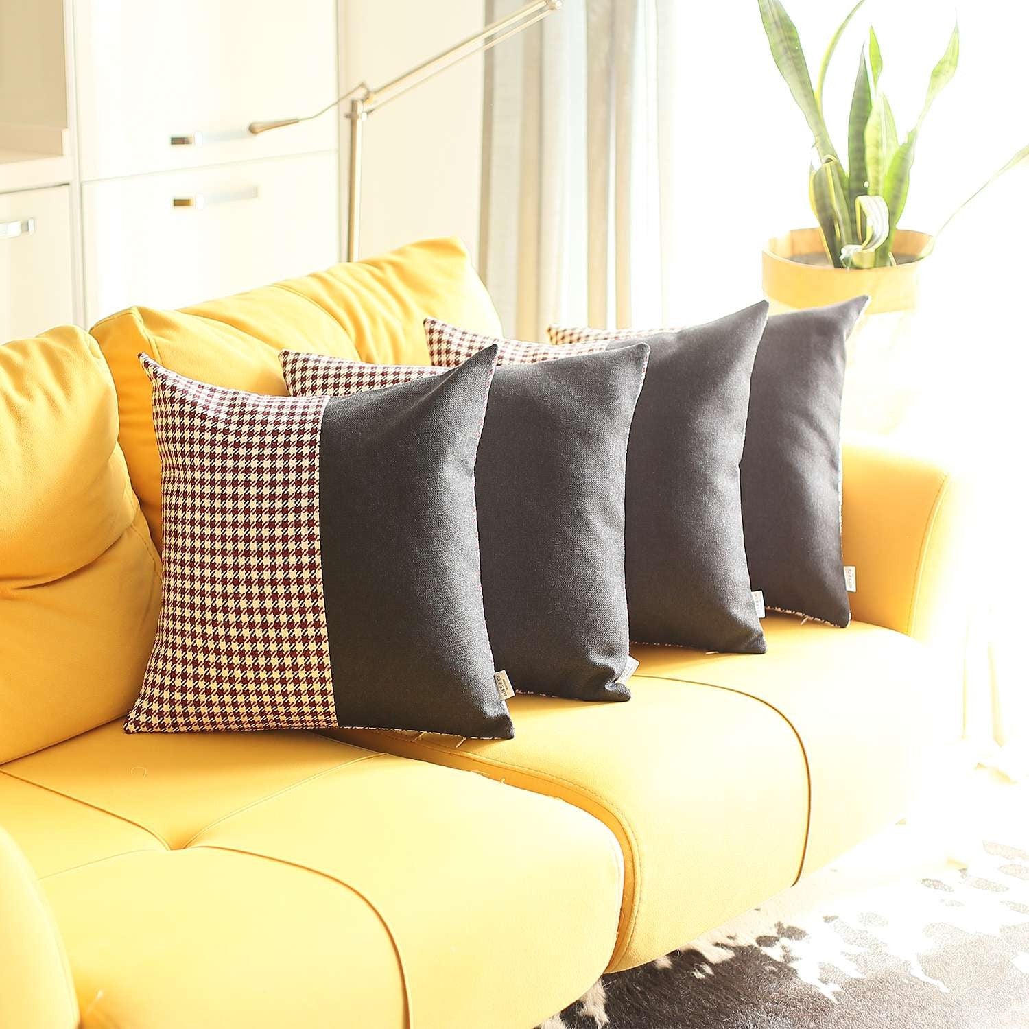 Set of Four 18" Black Throw Pillow Cover-Accent Throw Pillows-DECOROLALA