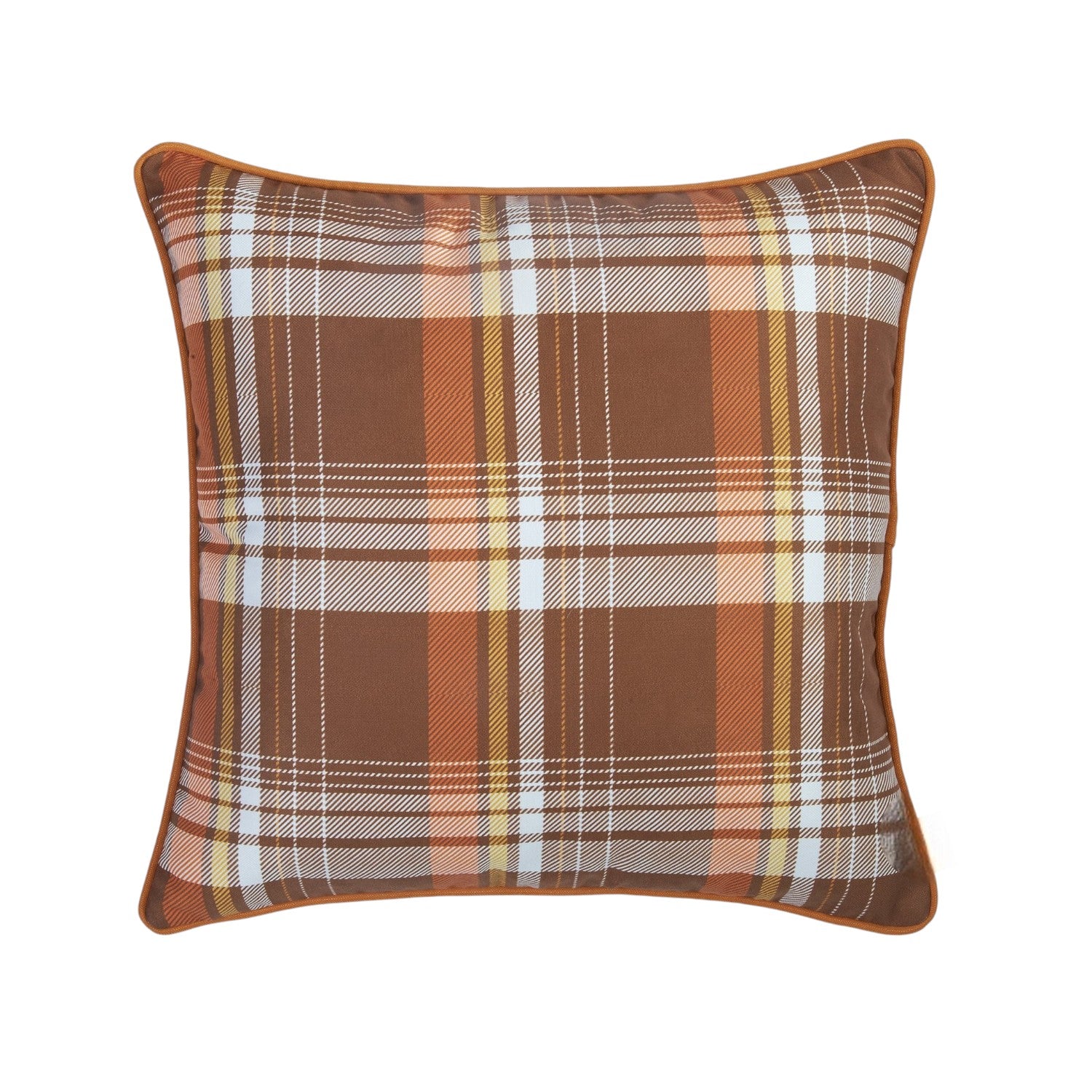 Set of Four 18" Brown Orange And White Fabric Throw Pillow Covers-Accent Throw Pillows-DECOROLALA