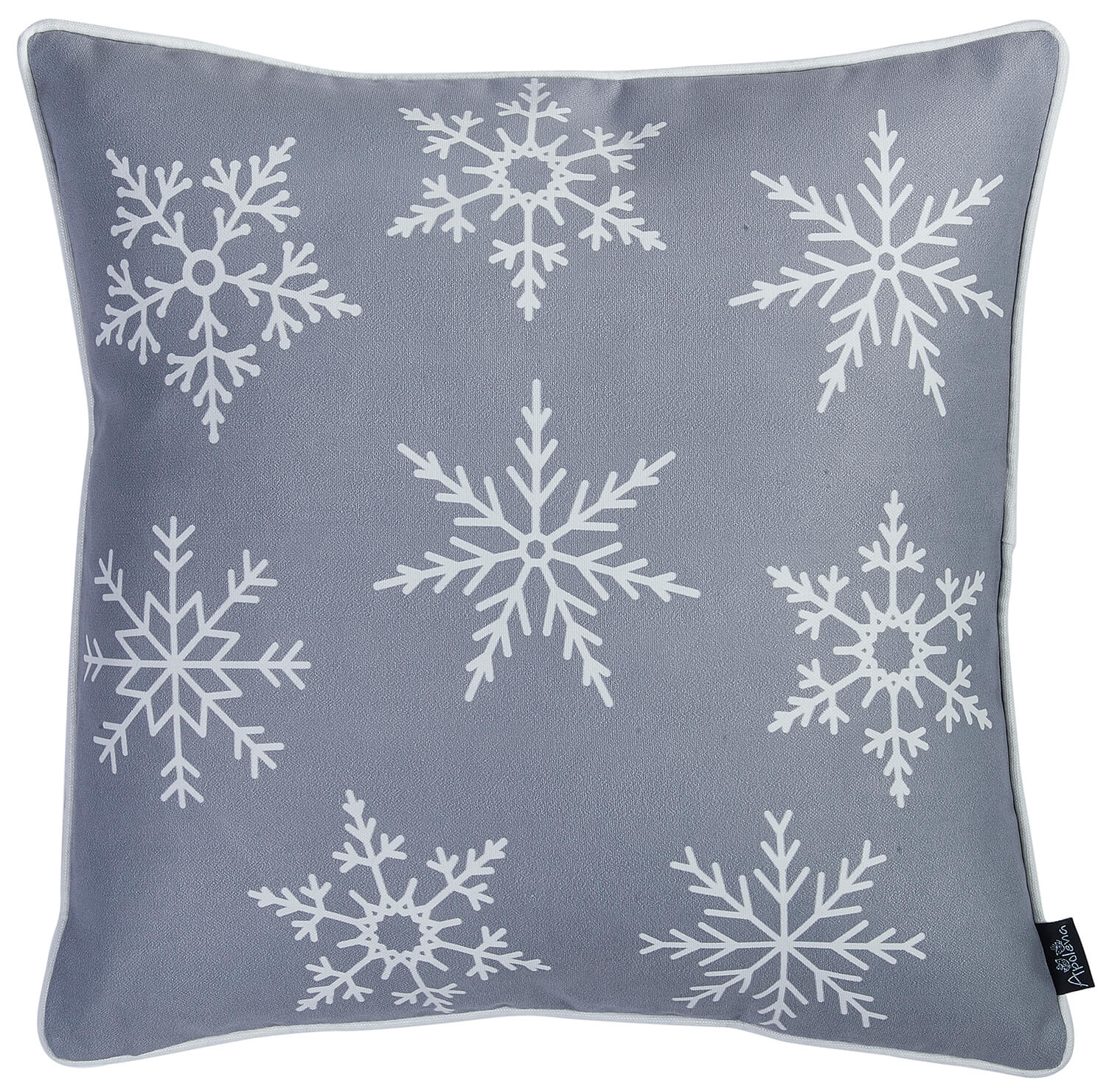 Set of Four 18" Gray Christmas Snowflakes Fabric Throw Pillow Covers-Accent Throw Pillows-DECOROLALA