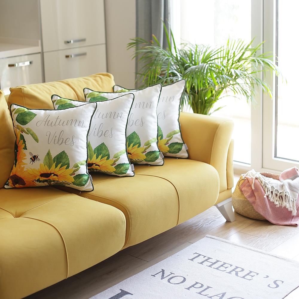 Set of Four 18" Green Fabric Throw Pillow Covers-Accent Throw Pillows-DECOROLALA