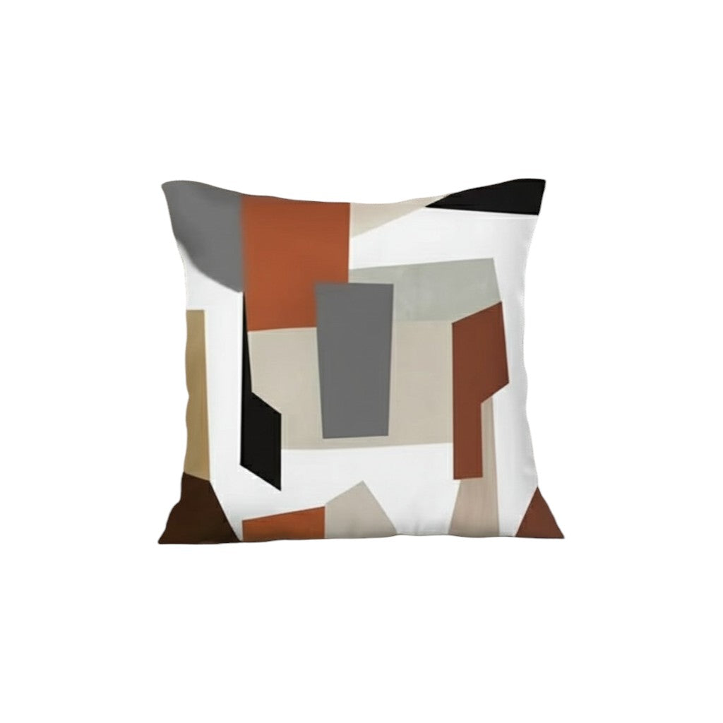 Set of Four 18" Ivory Gray And Orange Abstract Fabric Throw Pillow Covers-Accent Throw Pillows-DECOROLALA
