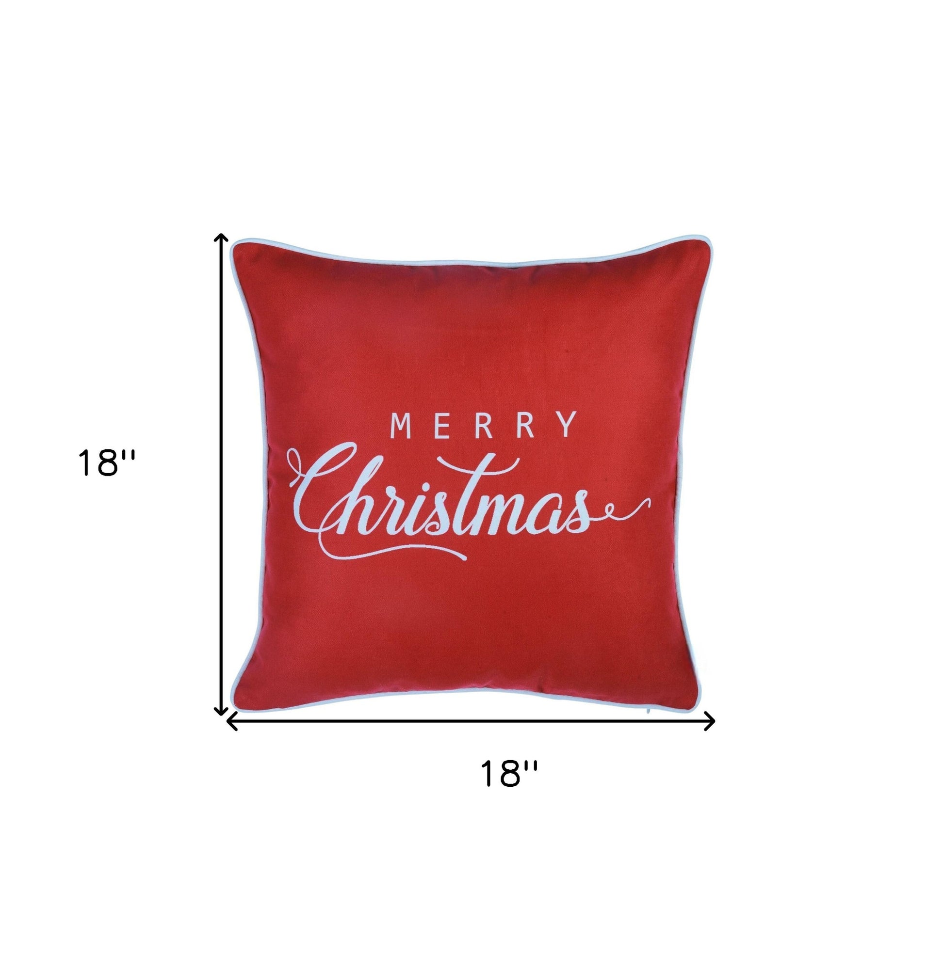 Set of Four 18" Red And White Merry Christmas Christmas Snowflakes Fabric Throw Pillow Covers-Accent Throw Pillows-DECOROLALA