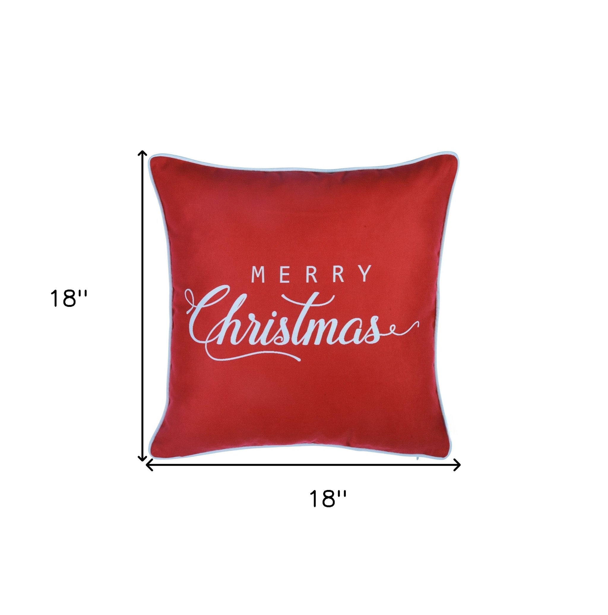 Set of Four 18" Red And White Merry Christmas Christmas Snowflakes Fabric Throw Pillow Covers-Accent Throw Pillows-DECOROLALA