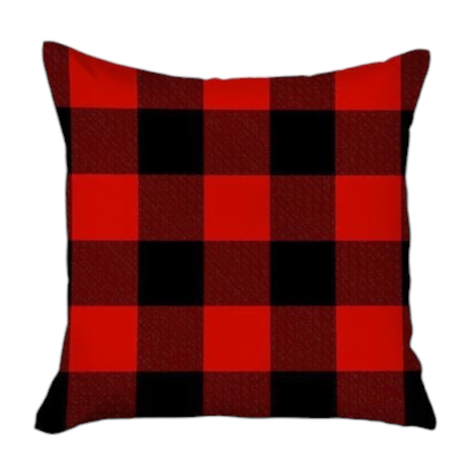 Set of Four 18" Red and Black Plaid Fabric Throw Pillow Covers-Accent Throw Pillows-DECOROLALA