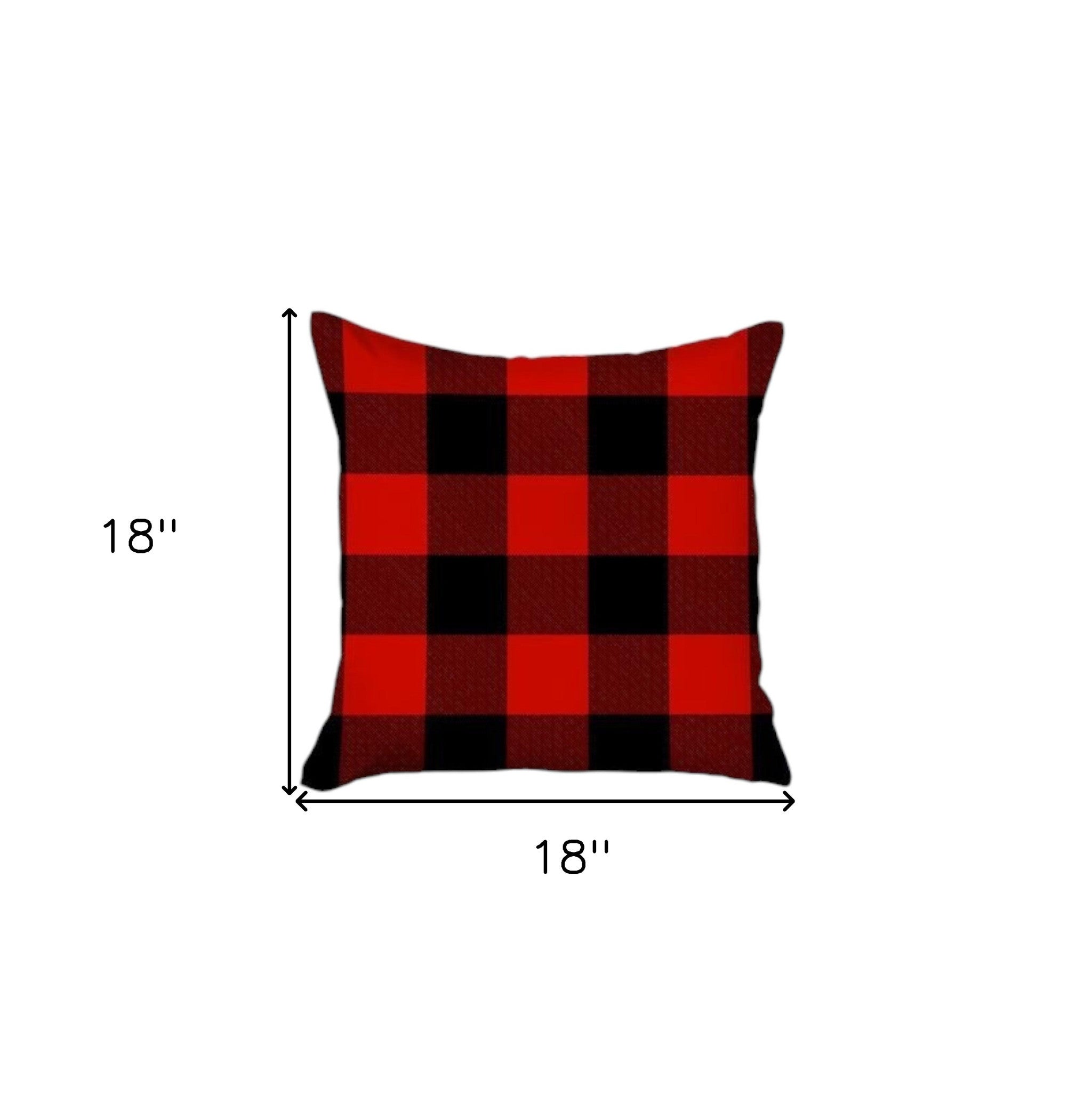 Set of Four 18" Red and Black Plaid Fabric Throw Pillow Covers-Accent Throw Pillows-DECOROLALA