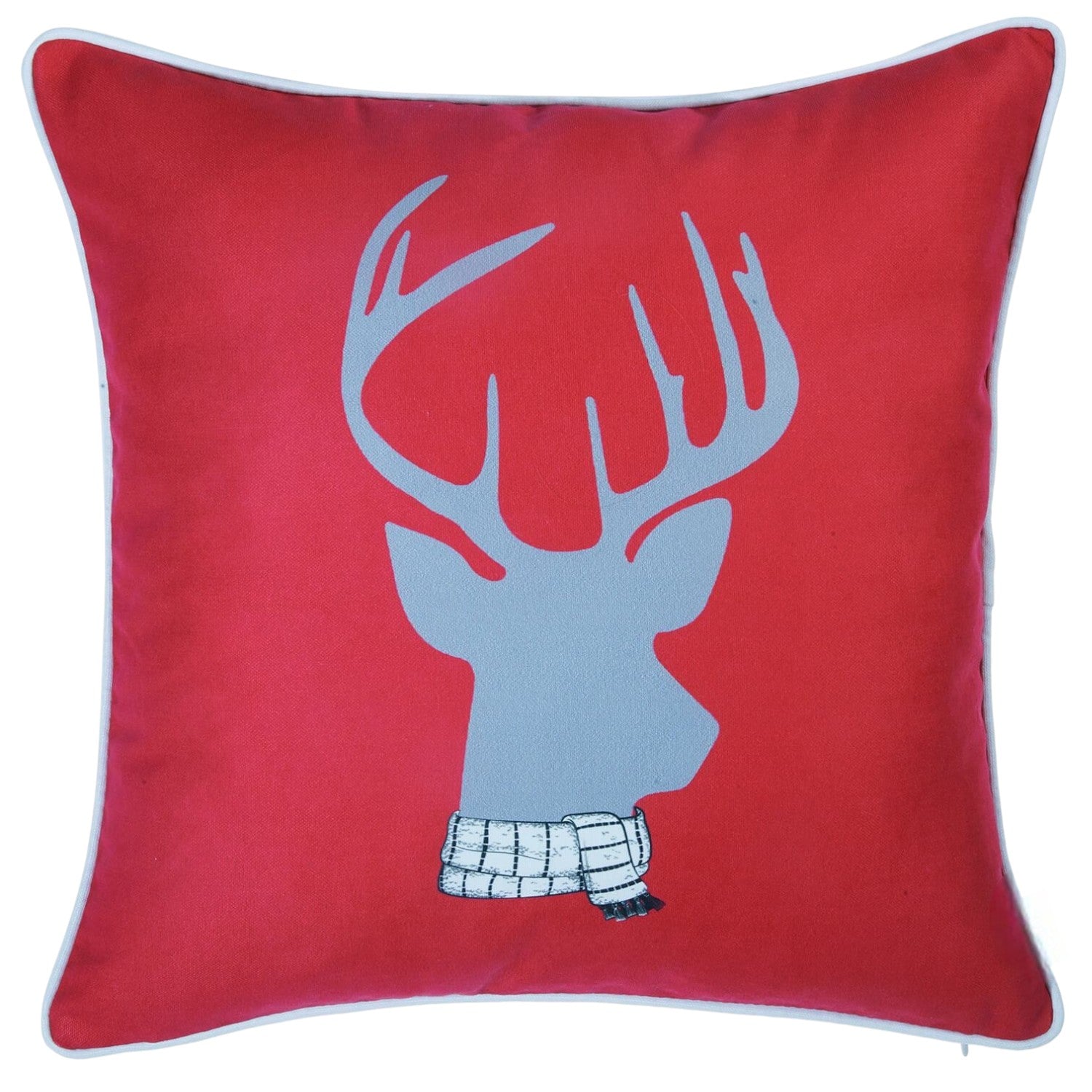 Set of Four 18" Red and White Fabric Throw Pillow Covers-Accent Throw Pillows-DECOROLALA