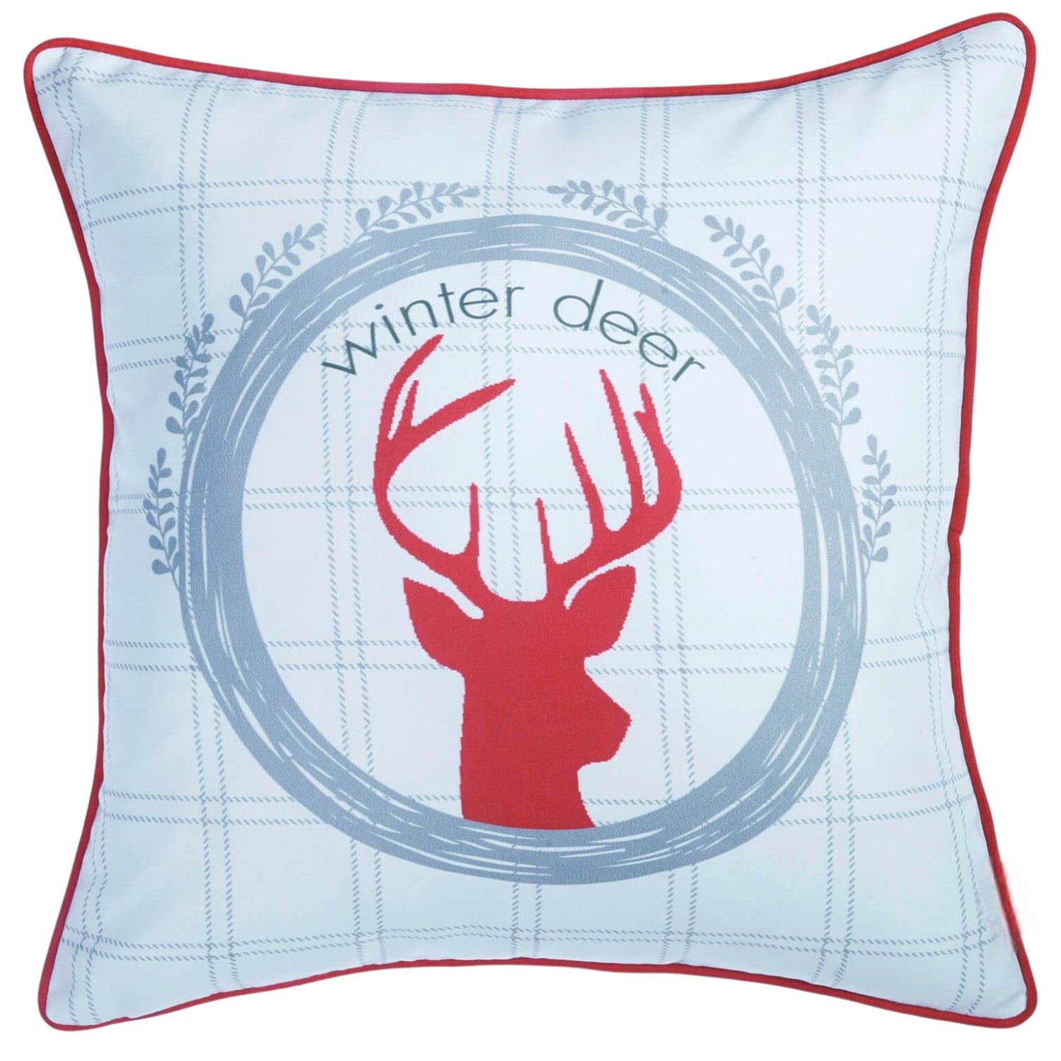 Set of Four 18" Red and White Fabric Throw Pillow Covers-Accent Throw Pillows-DECOROLALA