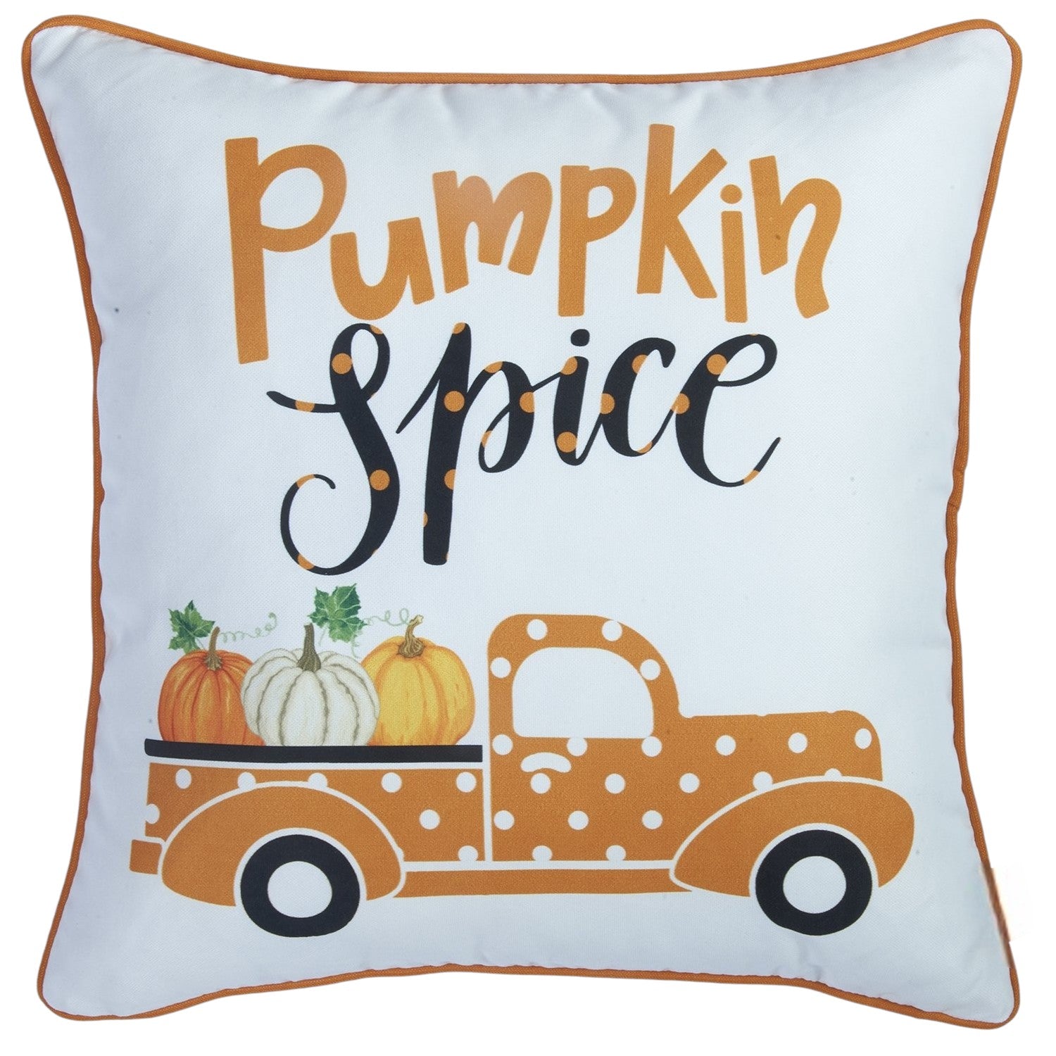 Set of Four 18" White Orange And Black Fabric Throw Pillow Covers-Accent Throw Pillows-DECOROLALA