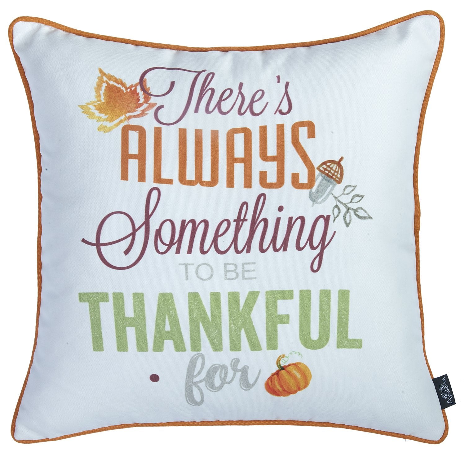 Set of Four 18" X 18" Orange and White Thanksgiving Polyester Pillow Covers-Accent Throw Pillows-DECOROLALA