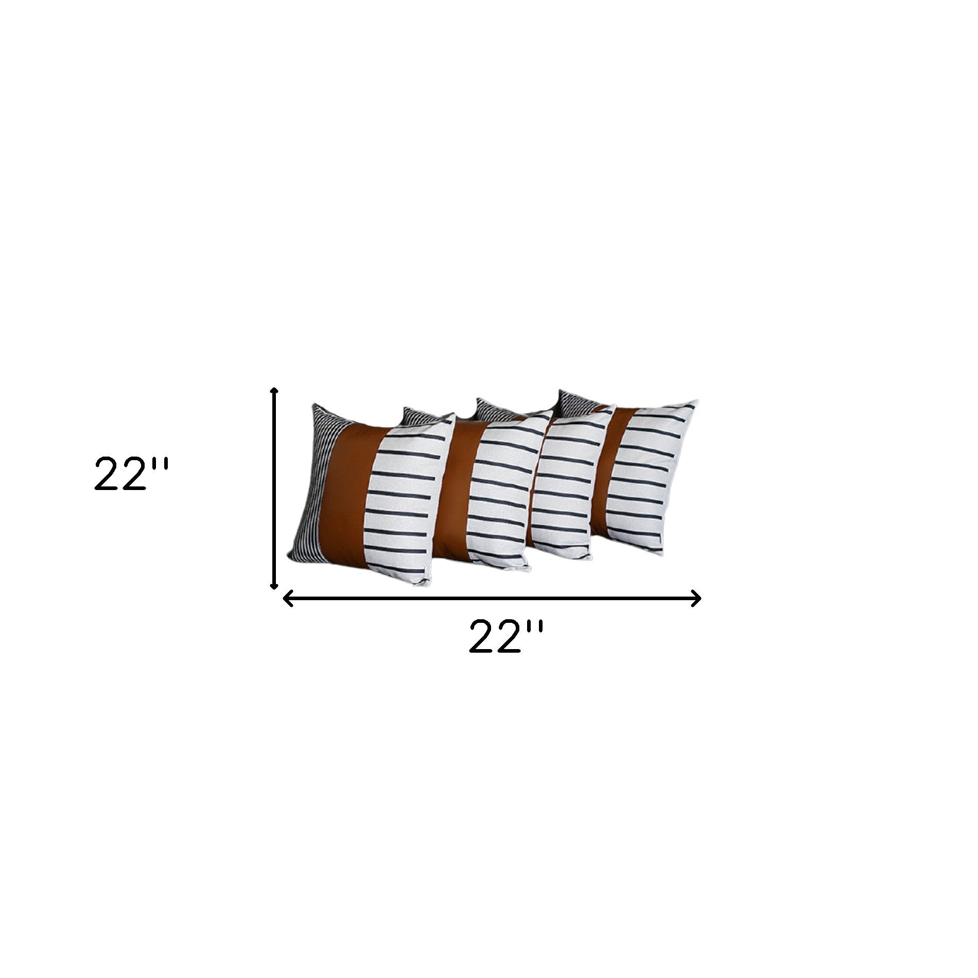 Set of Four 22" Brown and White Faux Leather Throw Pillow Cover-Accent Throw Pillows-DECOROLALA