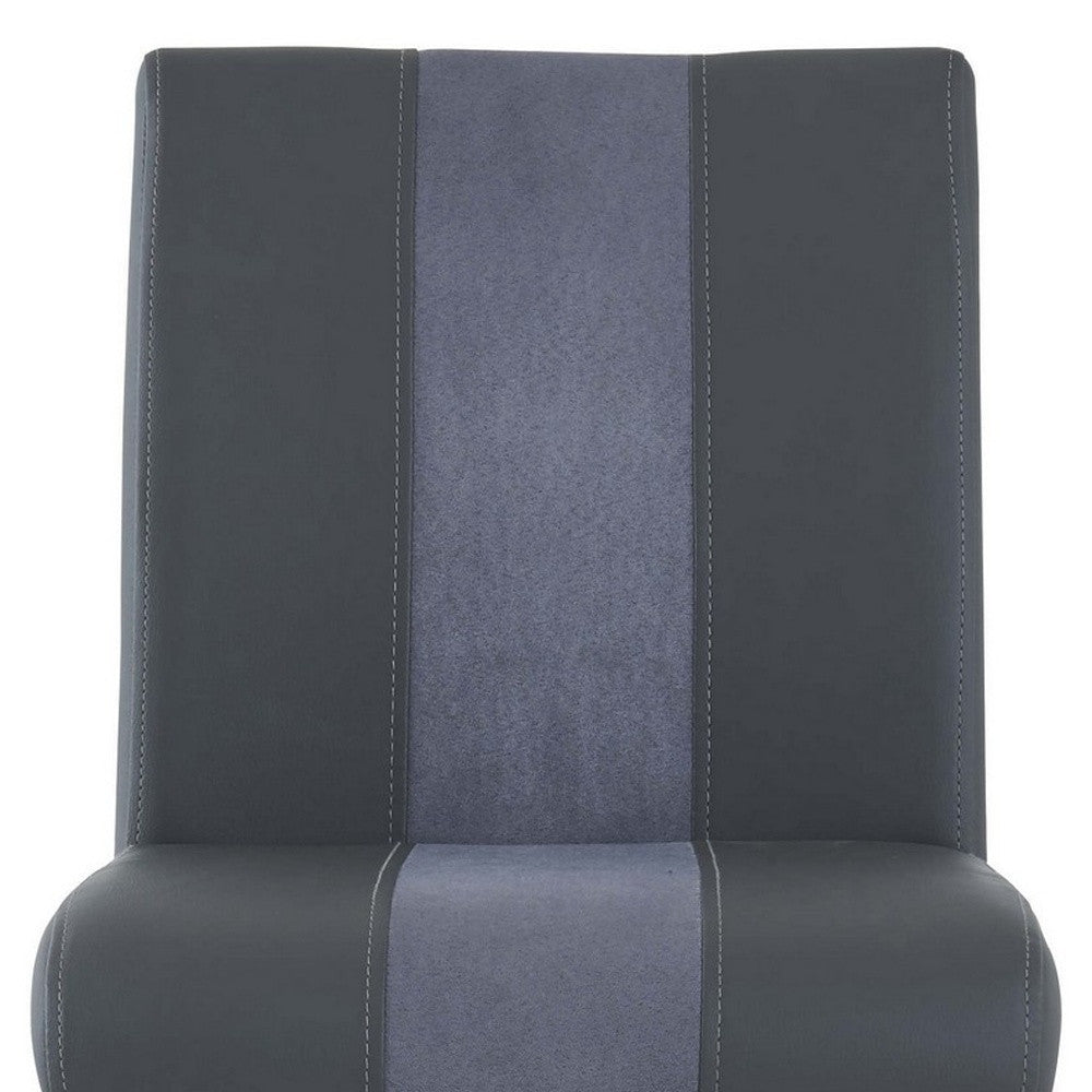 Set of Four 26" Gray and Silver Metal and Faux Leather Counter Height Bar Chairs-Bar Chairs-DECOROLALA