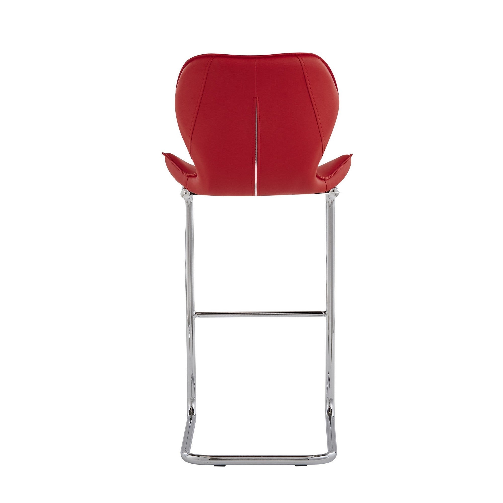 Set of Four 26 " Red And Silver Metal Low Back Bar Height Bar Chairs-Bar Chairs-DECOROLALA